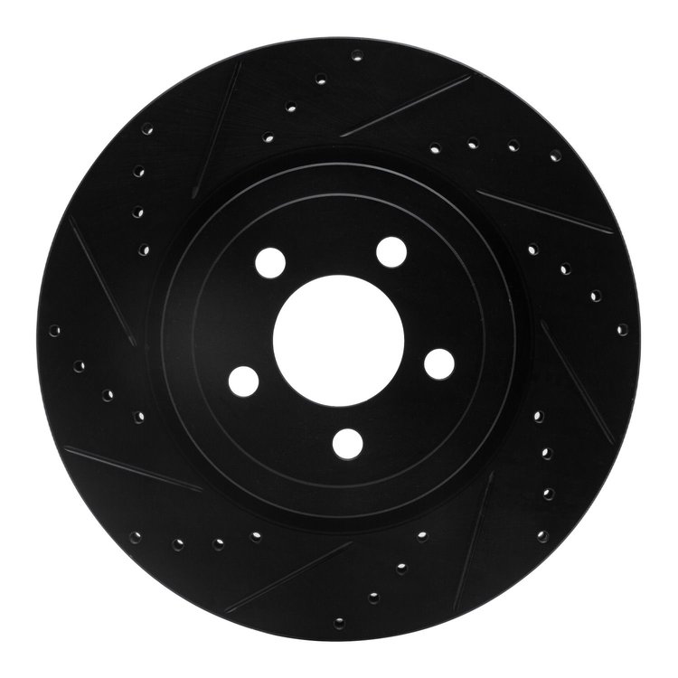 633-39017L Drilled/Slotted Brake Rotor [Black], Fits Select Mopar, Position: Front Left