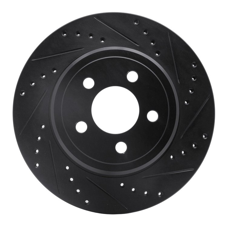 633-39018R Drilled/Slotted Brake Rotor [Black], Fits Select Mopar, Position: Rear Right