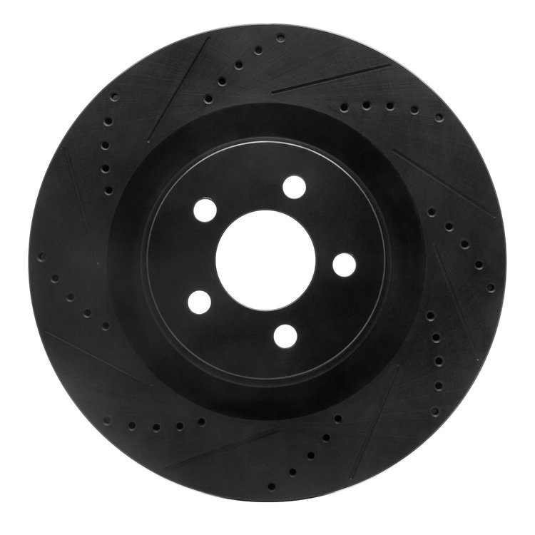 633-39019L Drilled/Slotted Brake Rotor [Black], Fits Select Mopar, Position: Front Left