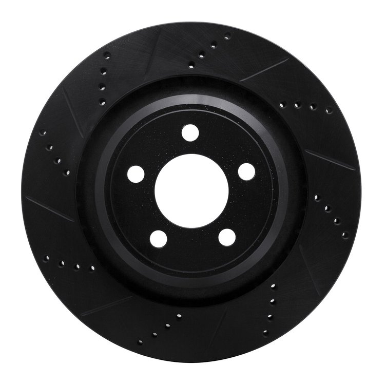 633-39020L Drilled/Slotted Brake Rotor [Black], Fits Select Mopar, Position: Rear Left