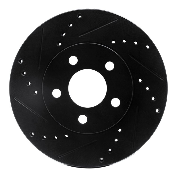 633-40020L Drilled/Slotted Brake Rotor [Black], 2000-2005 Mopar, Position: Front Left