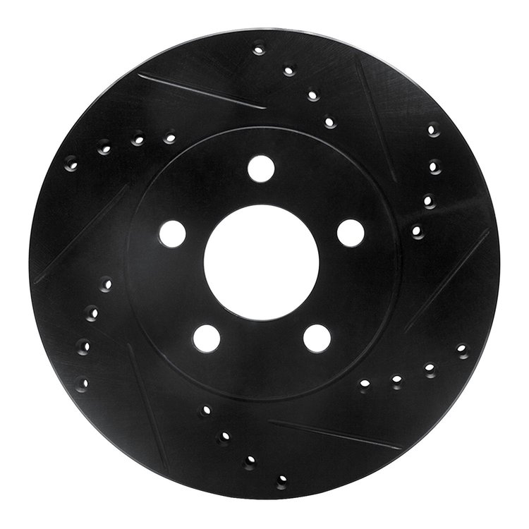 633-40020R Drilled/Slotted Brake Rotor [Black], 2000-2005 Mopar, Position: Front Right