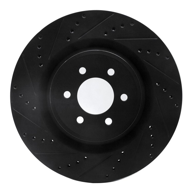 633-40022L Drilled/Slotted Brake Rotor [Black], 2003-2017 Mopar, Position: Front Left