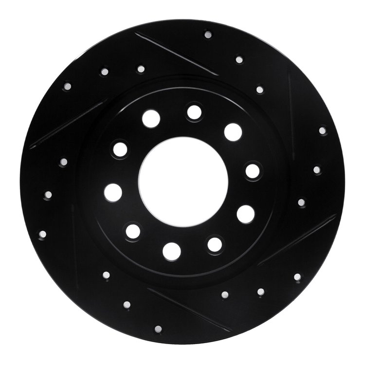 633-40030R Drilled/Slotted Brake Rotor [Black], 2013-2016 Mopar, Position: Rear Right