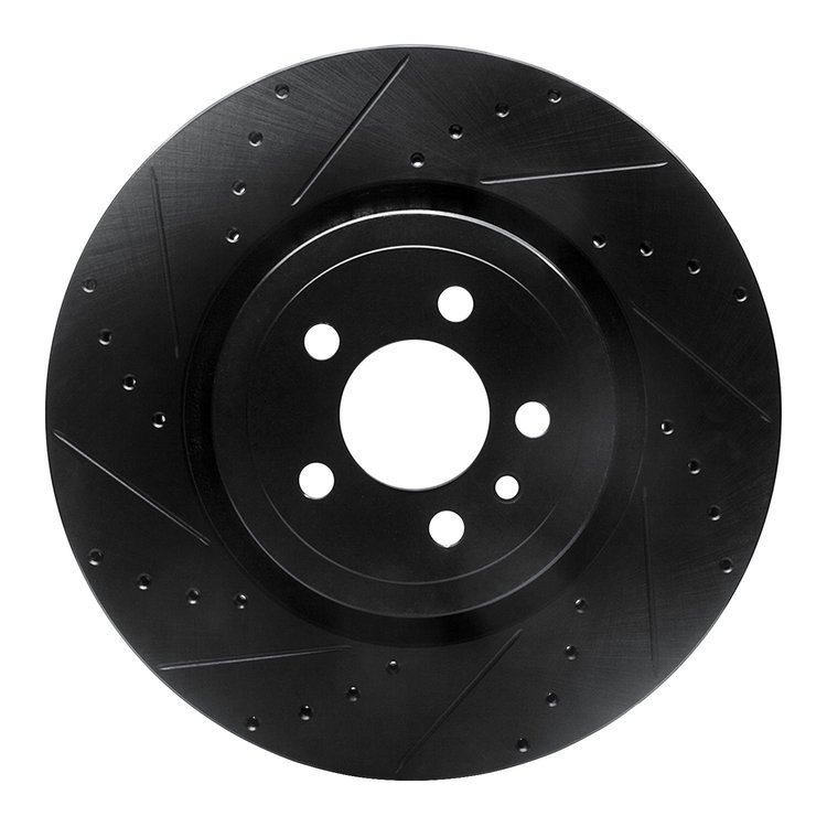 633-40035L Drilled/Slotted Brake Rotor [Black], Fits Select Mopar, Position: Front Left