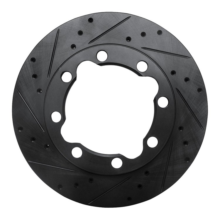 633-40045L Drilled/Slotted Brake Rotor [Black], 1988-2000 Multiple Makes/Models, Position: Front Left