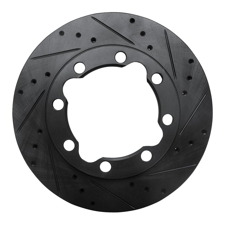 633-40045R Drilled/Slotted Brake Rotor [Black], 1988-2000 Multiple Makes/Models, Position: Front Right