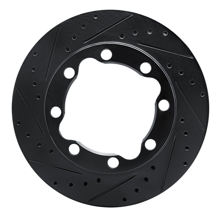 633-40052L Drilled/Slotted Brake Rotor [Black], 1992-2000 Multiple Makes/Models, Position: Front Left