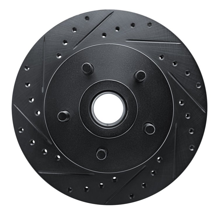 633-40065L Drilled/Slotted Brake Rotor [Black], 1987-1990 Mopar, Position: Front Left