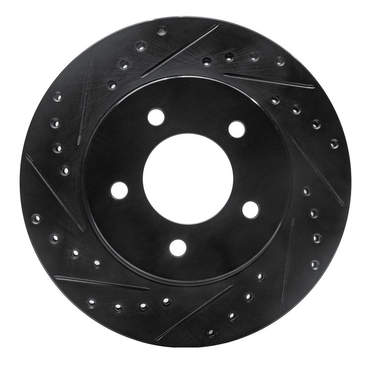 633-40067L Drilled/Slotted Brake Rotor [Black], 1987-1990 Mopar, Position: Front Left
