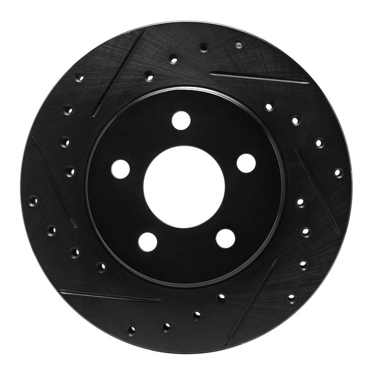 633-40080L Drilled/Slotted Brake Rotor [Black], 1996-2000 Mopar, Position: Front Left