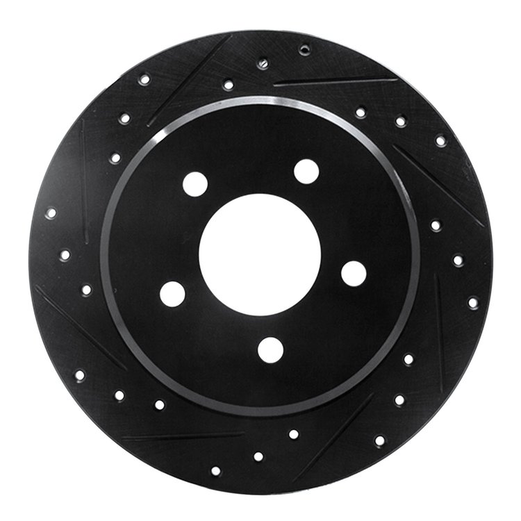 633-40083L Drilled/Slotted Brake Rotor [Black], 1997-2007 Mopar, Position: Rear Left