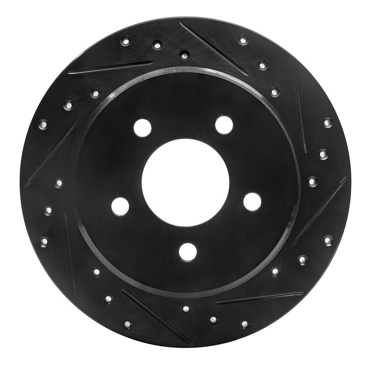 633-40083R Drilled/Slotted Brake Rotor [Black], 1997-2007 Mopar, Position: Rear Right