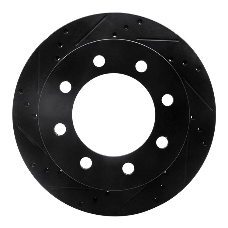 633-40088L Drilled/Slotted Brake Rotor [Black], 2000-2002 Mopar, Position: Front Left