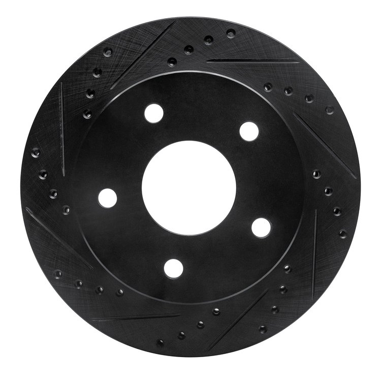 633-40090L Drilled/Slotted Brake Rotor [Black], 2000-2002 Mopar, Position: Front Left