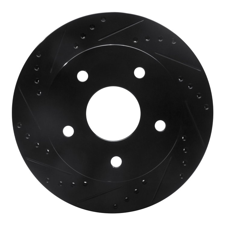 633-40092L Drilled/Slotted Brake Rotor [Black], 2000-2001 Mopar, Position: Front Left