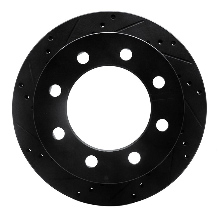 633-40093L Drilled/Slotted Brake Rotor [Black], 2000-2002 Mopar, Position: Rear Left