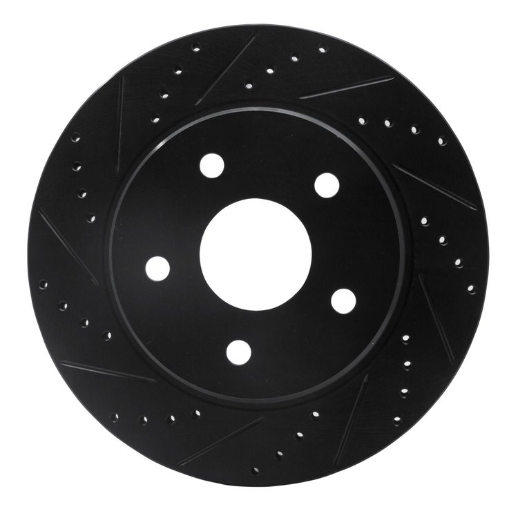 633-40094L Drilled/Slotted Brake Rotor [Black], Fits Select Mopar, Position: Front Left