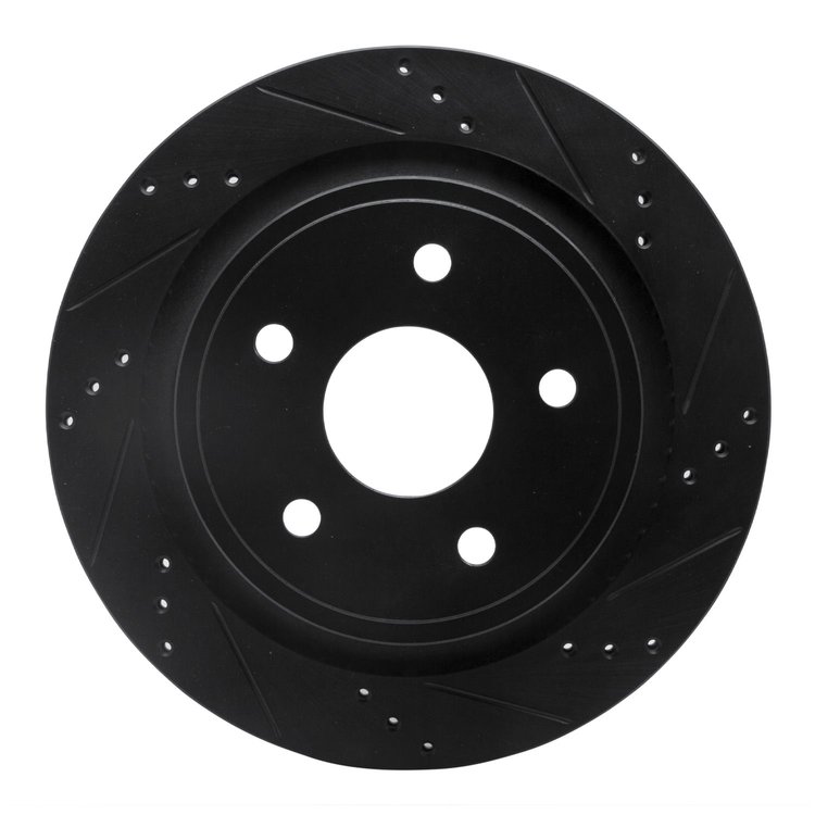 633-40095R Drilled/Slotted Brake Rotor [Black], Fits Select Mopar, Position: Rear Right