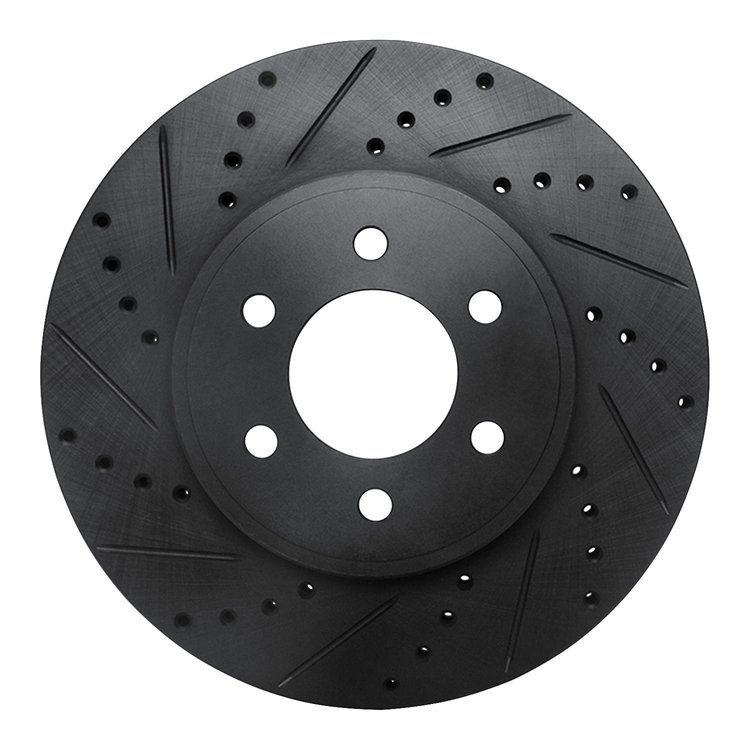 633-40100L Drilled/Slotted Brake Rotor [Black], 2003-2003 Mopar, Position: Front Left