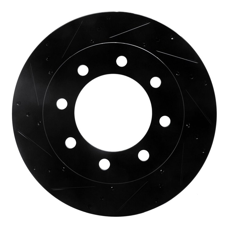 633-40102L Drilled/Slotted Brake Rotor [Black], 2003-2008 Mopar, Position: Front Left