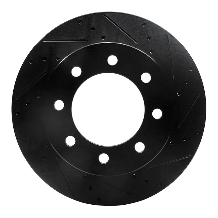 633-40102R Drilled/Slotted Brake Rotor [Black], 2003-2008 Mopar, Position: Front Right