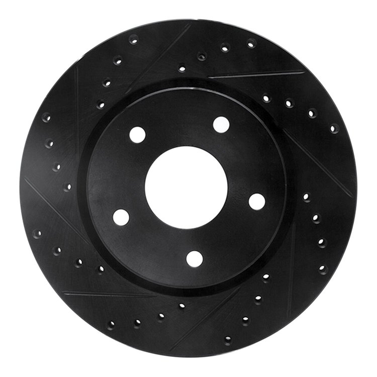 633-40107L Drilled/Slotted Brake Rotor [Black], 2008-2016 Multiple Makes/Models, Position: Front Left