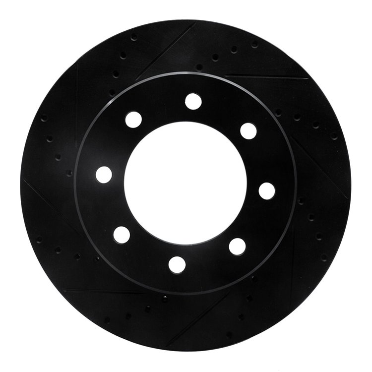 633-40110L Drilled/Slotted Brake Rotor [Black], Fits Select Mopar, Position: Front Left