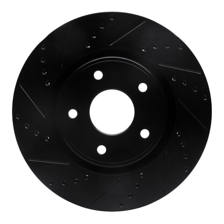 633-40112L Drilled/Slotted Brake Rotor [Black], Fits Select Multiple Makes/Models, Position: Front Left