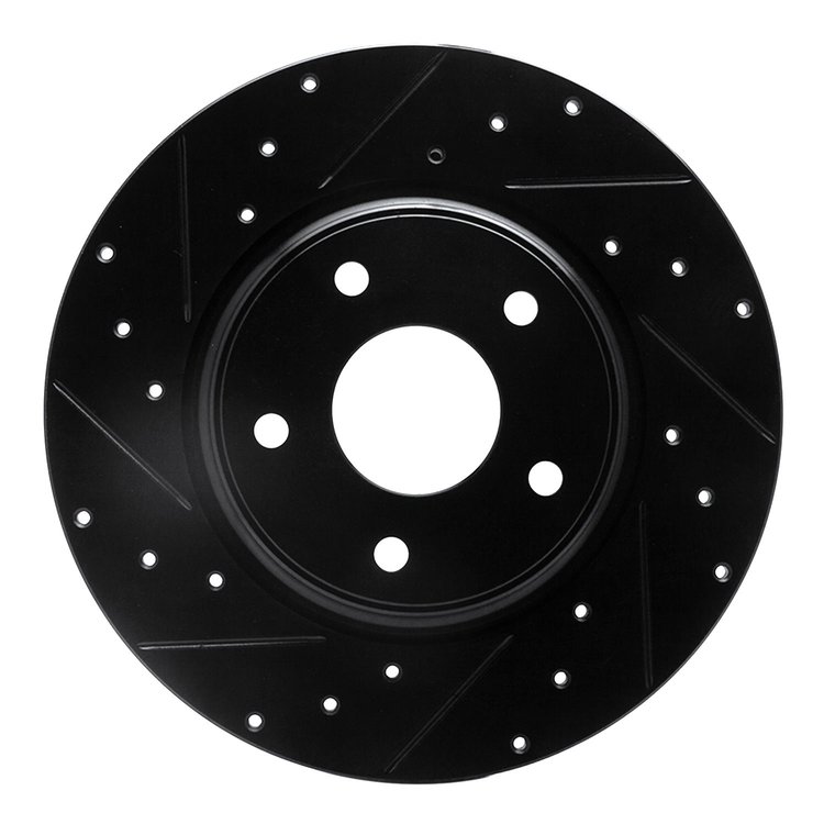 633-40113L Drilled/Slotted Brake Rotor [Black], 2012-2020 Multiple Makes/Models, Position: Rear Left