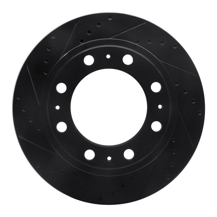 633-40122L Drilled/Slotted Brake Rotor [Black], Fits Select Mopar, Position: Rear Left