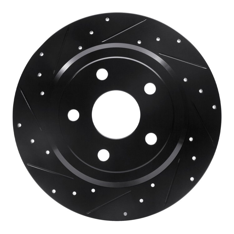 633-42004L Drilled/Slotted Brake Rotor [Black], Fits Select Mopar, Position: Rear Left