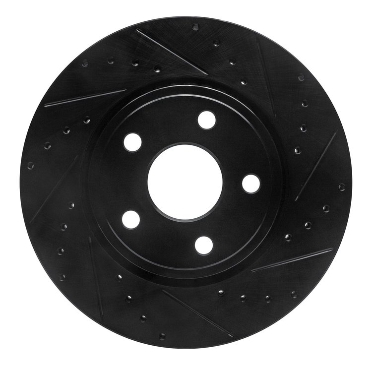 633-42005R Drilled/Slotted Brake Rotor [Black], Fits Select Mopar, Position: Front Right