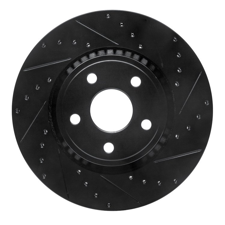 633-42007R Drilled/Slotted Brake Rotor [Black], Fits Select Mopar, Position: Front Right