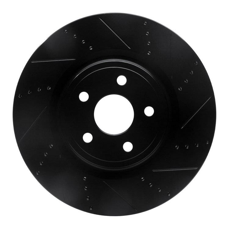 633-42009R Drilled/Slotted Brake Rotor [Black], Fits Select Mopar, Position: Front Right