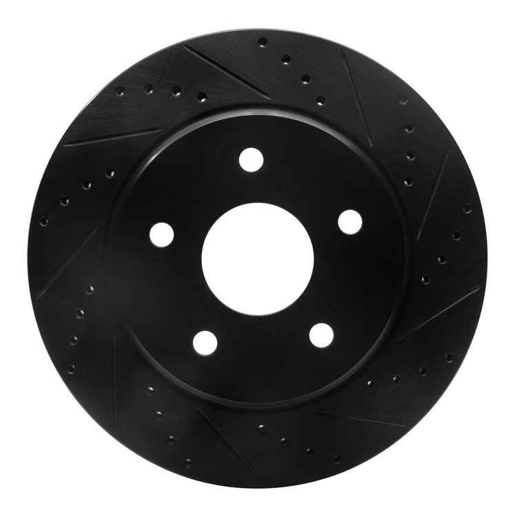 633-42011R Drilled/Slotted Brake Rotor [Black], 2008-2012 Mopar, Position: Front Right