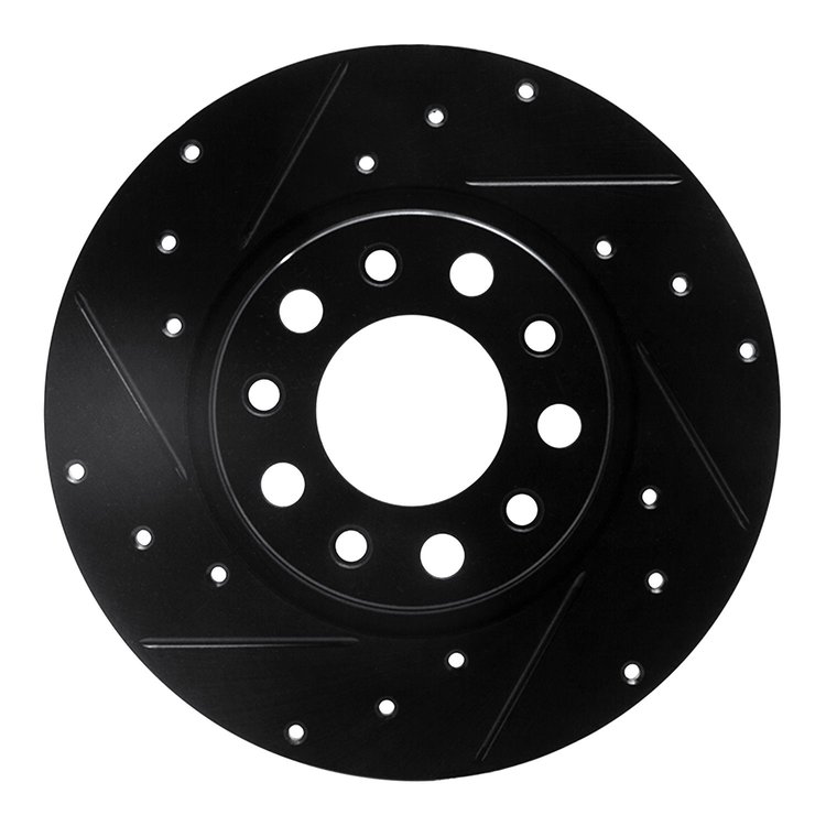633-42012L Drilled/Slotted Brake Rotor [Black], Fits Select Mopar, Position: Rear Left