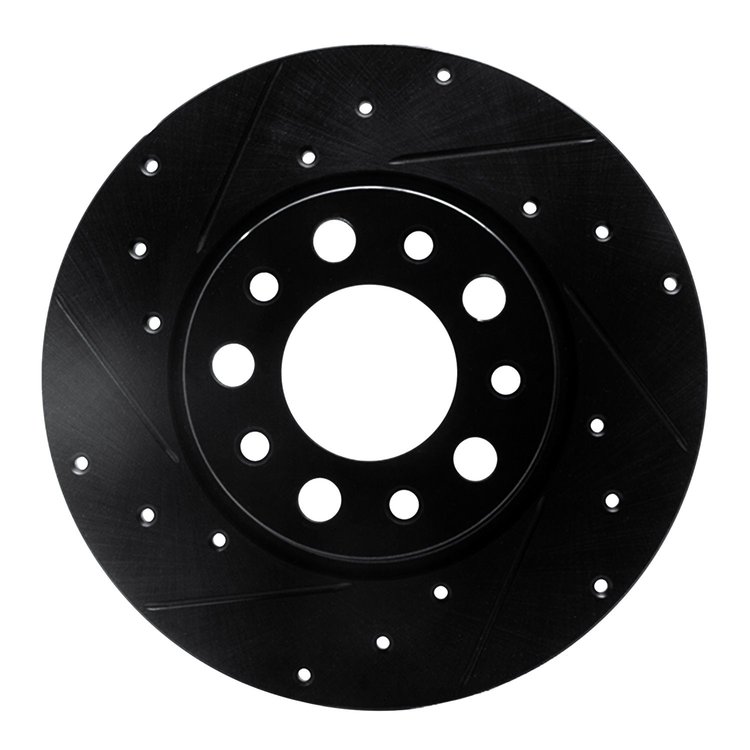 633-42014L Drilled/Slotted Brake Rotor [Black], Fits Select Mopar, Position: Rear Left