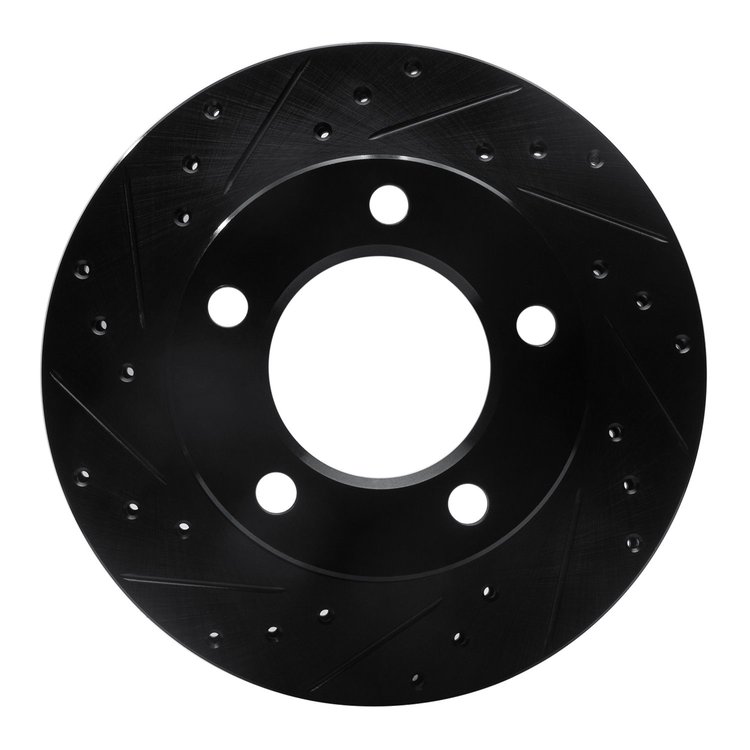 633-42017L Drilled/Slotted Brake Rotor [Black], 1976-1986 Mopar, Position: Front Left