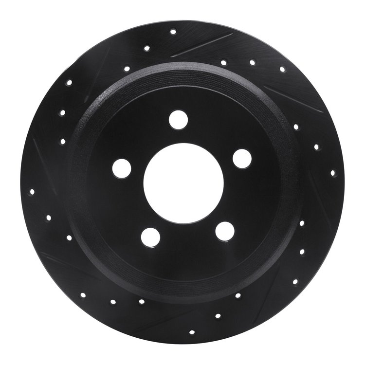 633-42019L Drilled/Slotted Brake Rotor [Black], 2007-2012 Mopar, Position: Rear Left