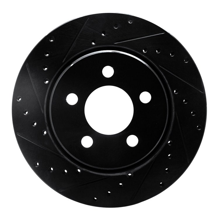 633-42020L Drilled/Slotted Brake Rotor [Black], 2007-2012 Mopar, Position: Front Left
