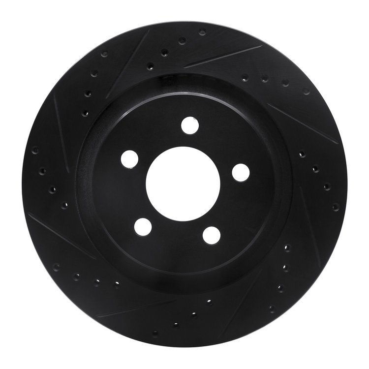 633-42021L Drilled/Slotted Brake Rotor [Black], 2011-2012 Mopar, Position: Front Left