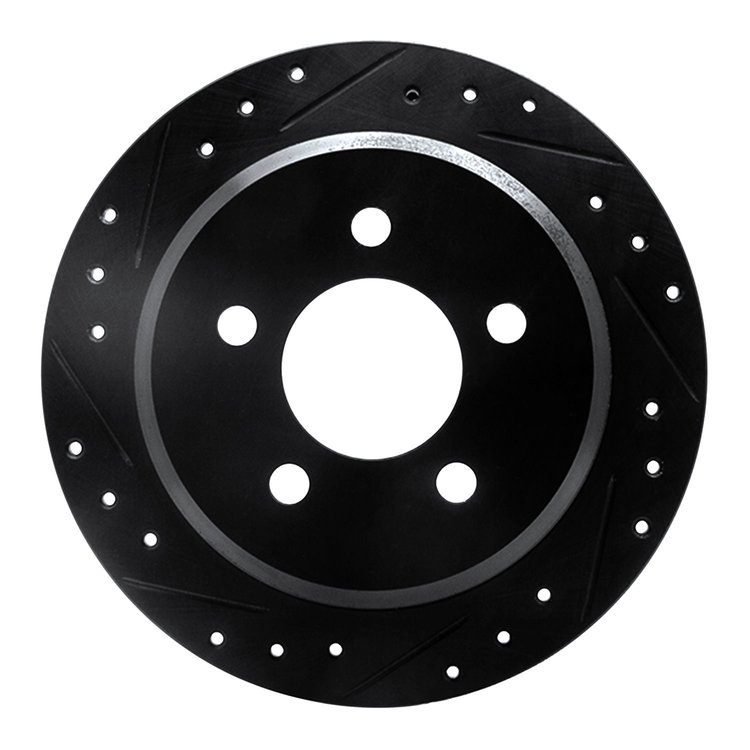 633-42023L Drilled/Slotted Brake Rotor [Black], 1993-1998 Mopar, Position: Rear Left