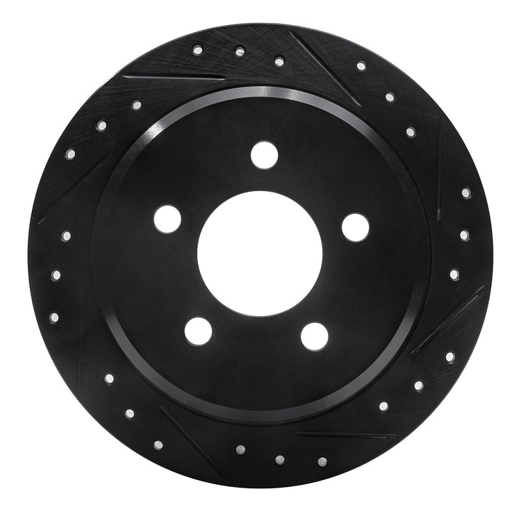 633-42023R Drilled/Slotted Brake Rotor [Black], 1993-1998 Mopar, Position: Rear Right