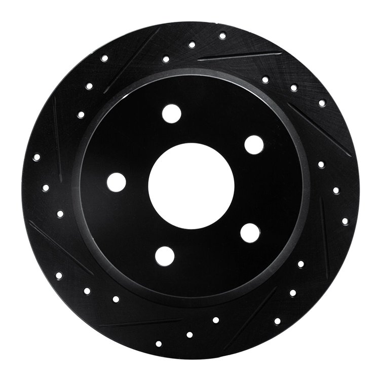 633-42025L Drilled/Slotted Brake Rotor [Black], 1999-2004 Mopar, Position: Rear Left