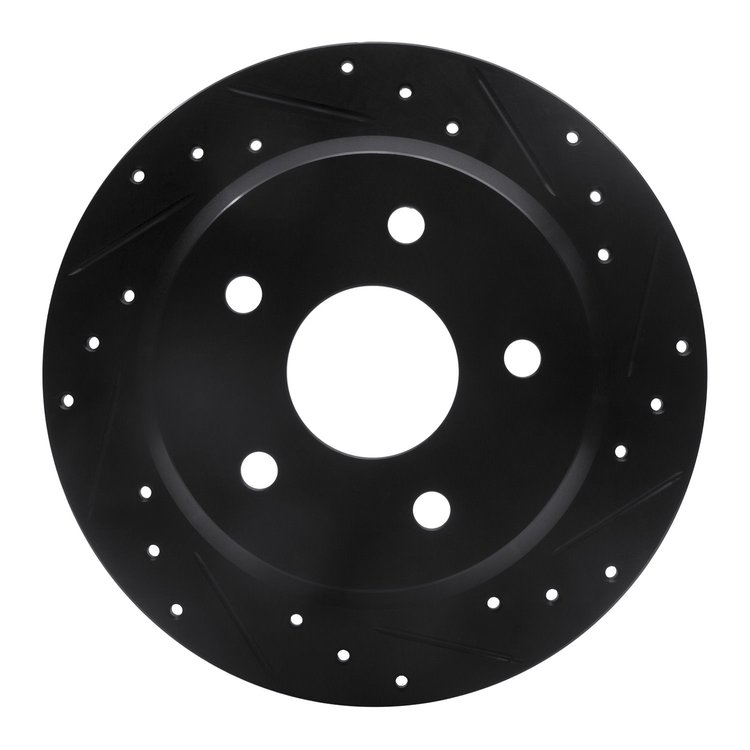 633-42025R Drilled/Slotted Brake Rotor [Black], 1999-2004 Mopar, Position: Rear Right
