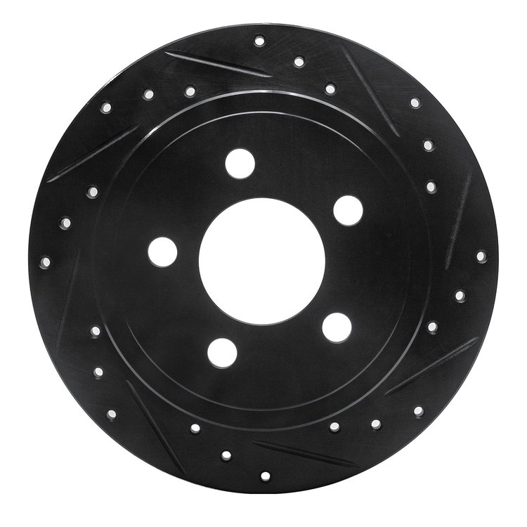 633-42028R Drilled/Slotted Brake Rotor [Black], 2003-2007 Mopar, Position: Rear Right