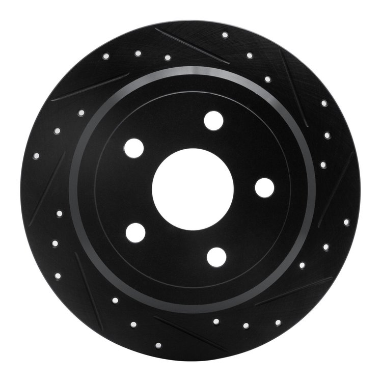 633-42029R Drilled/Slotted Brake Rotor [Black], 2007-2018 Mopar, Position: Rear Right