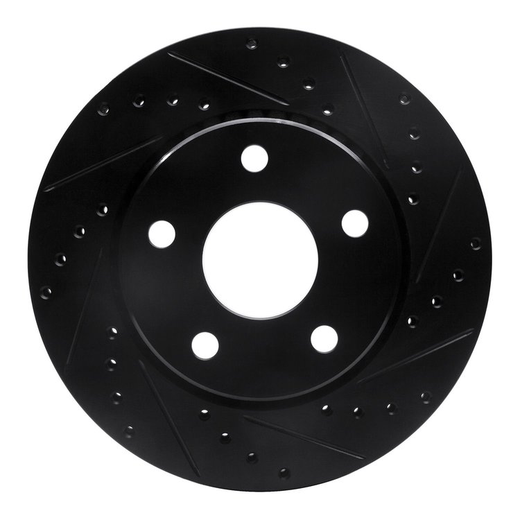 633-42030R Drilled/Slotted Brake Rotor [Black], 2007-2018 Mopar, Position: Front Right