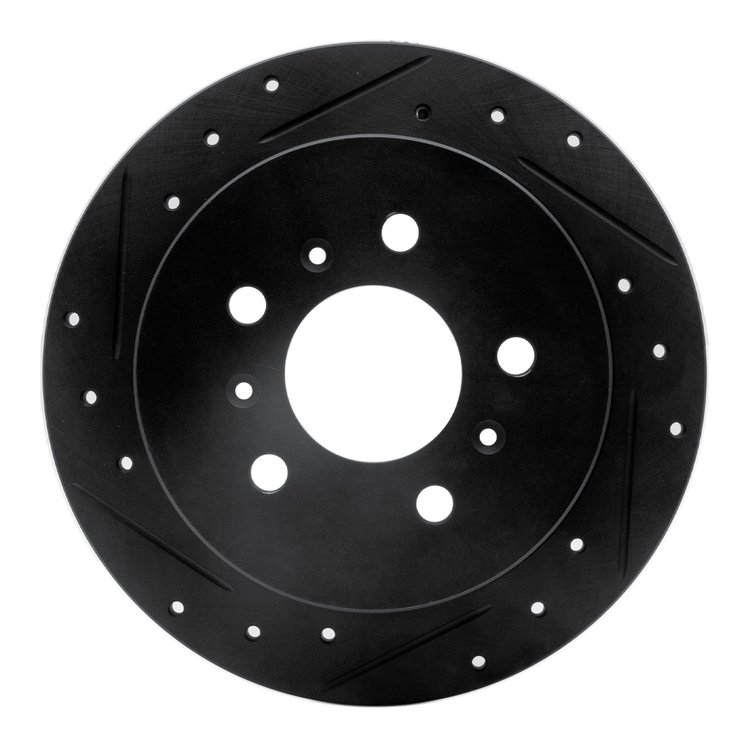 633-45011L Drilled/Slotted Brake Rotor [Black], 2006-2010 GM, Position: Rear Left
